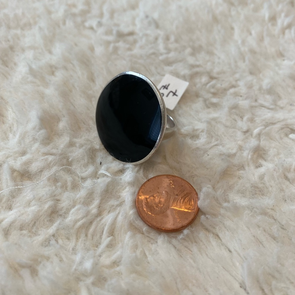 Large Onyx Sterling Silver Statement Ring - image 2